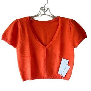 NEW Fashion Orange V Neck Sweater